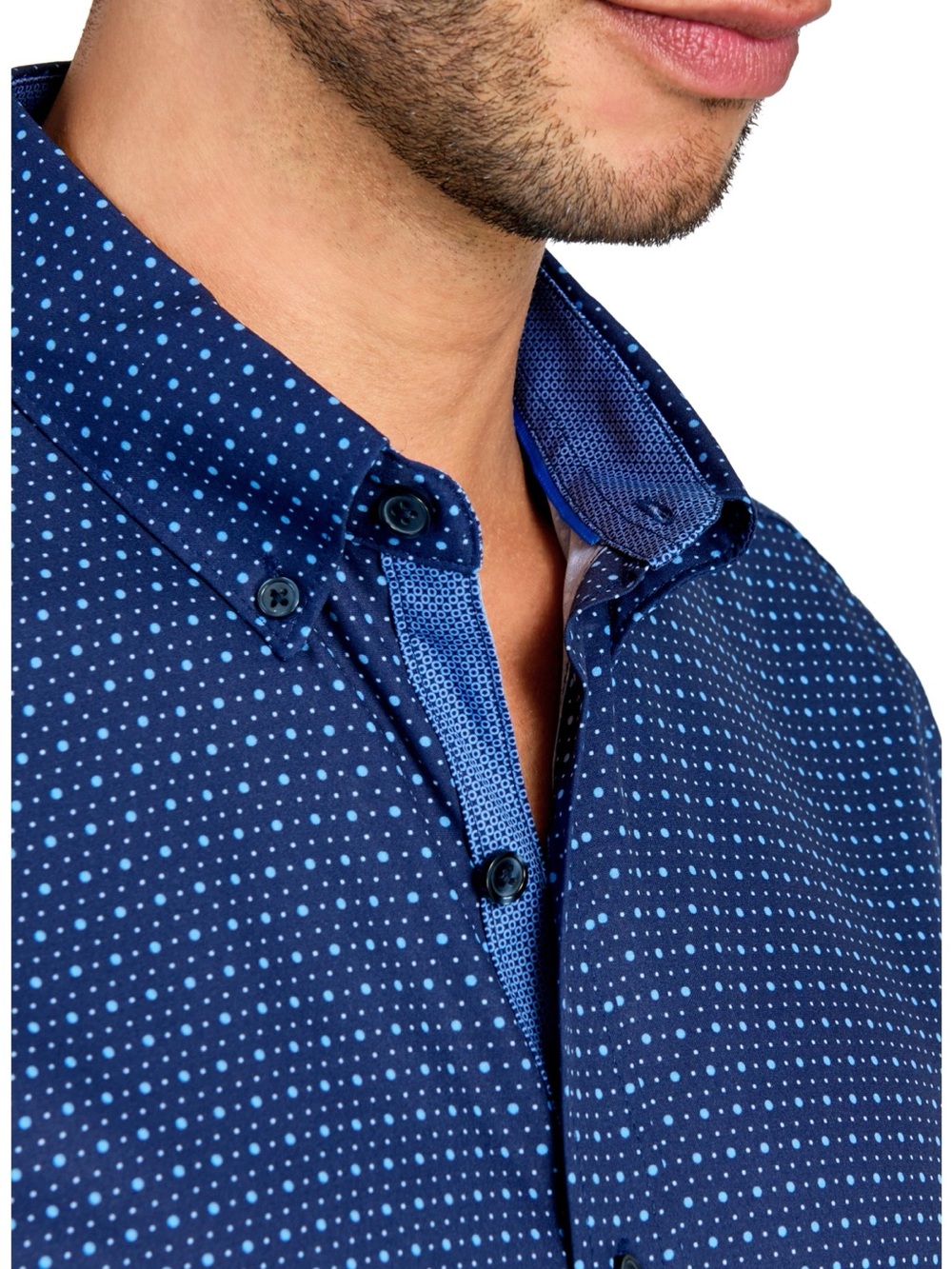Construct- Men's Short-Sleeve Navy Microdot Shirt - Picture 5 of 9